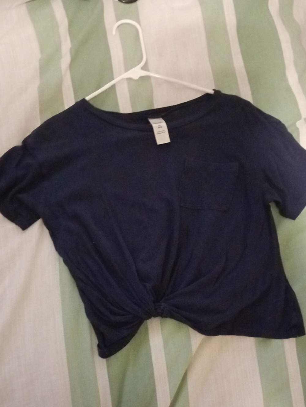 Nordstrom Navy Short-Sleeve Knot Front Tee